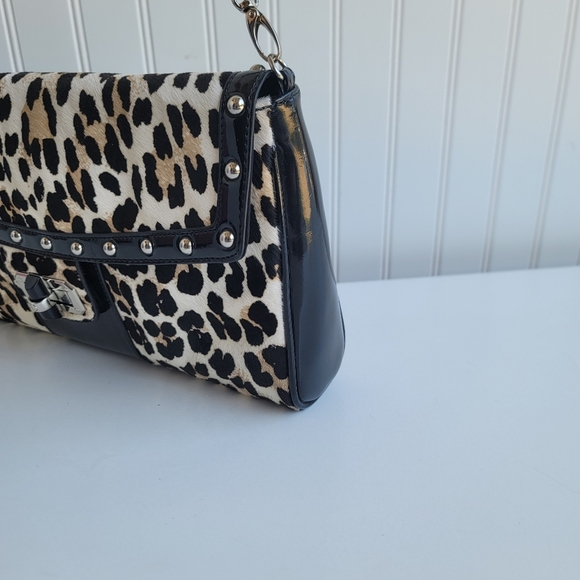White House Black Market Leopard Cheetah Calf Hair Leather Shoulder Clutch Bag - Picture 2 of 12